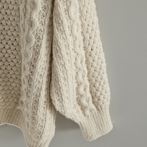 Aritzia Wilfred Free Cable Knit Fisherman Cardigan Alpaca Merino Wool Small - Picture 9 of 15